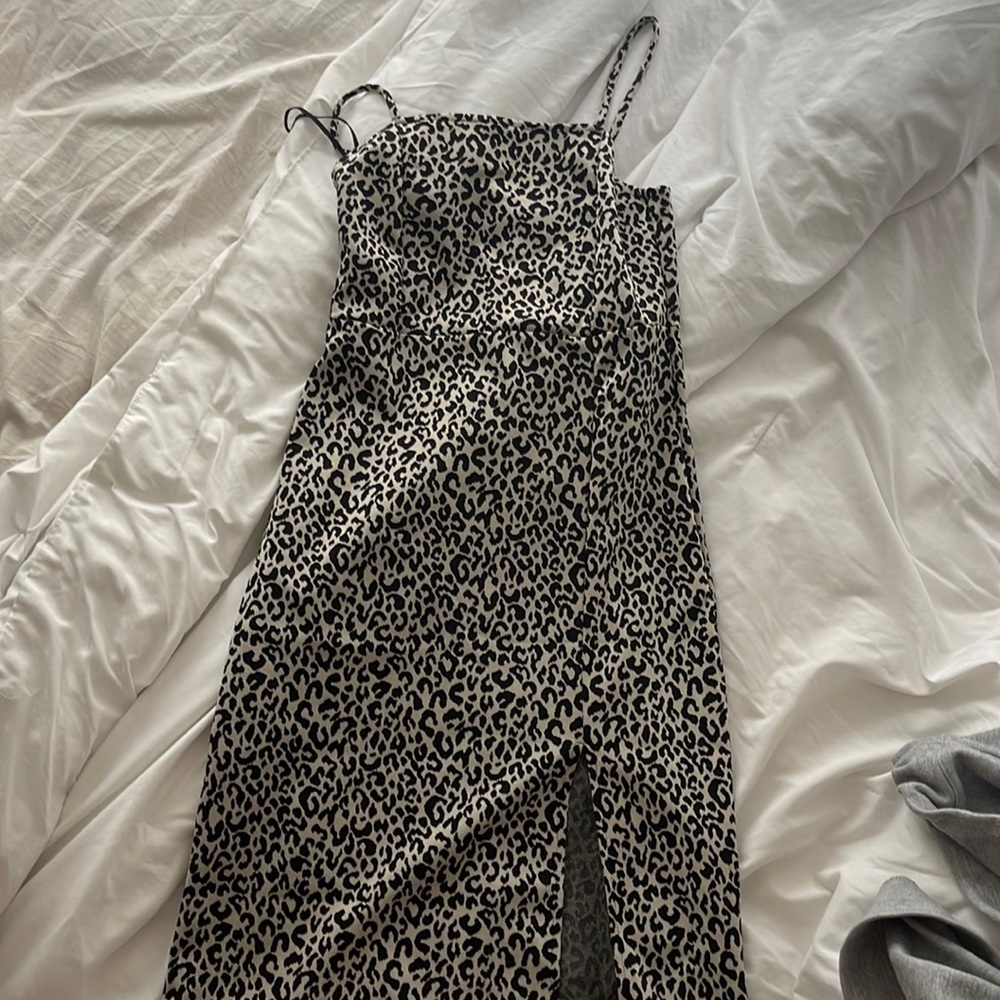 Zara cheetah slip dress. Has slit at bottom. Length: mid calf.